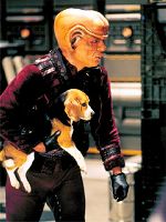 Hndchen hoch im Kurs: Porthos in den Hnden eines Ferengi-Piraten.